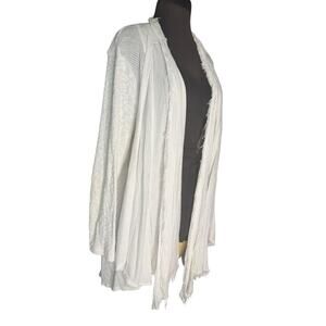XCVI Mindset Mixed Material Lagenlook Boho Asymmetric Cardigan Womens Size 1X
